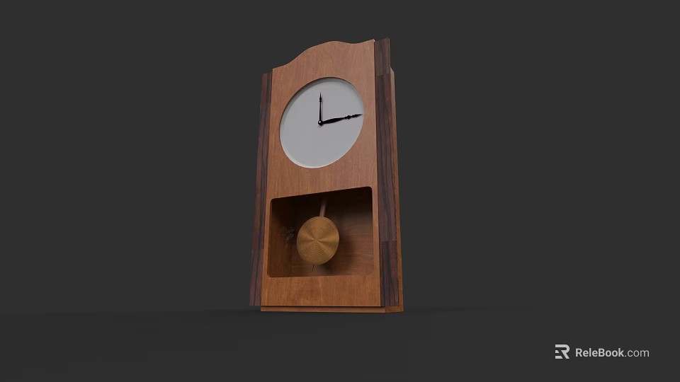 Vintage Wooden Clock With Pendulum And Classic Design For Home Decor 3d model 