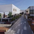 Modern Commercial Complex Architecture With Glass Curtain Walls Entrance Plaza And Open Space