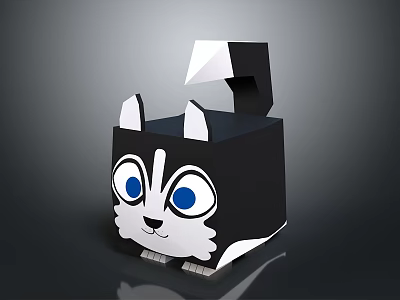 Cute Black And White Cat Shaped Storage Box For Home Organization And Decor 3d model