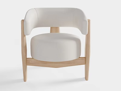 Modern Style Lounge Chair With White Fabric Cushion And Wooden Frame Design 3d model