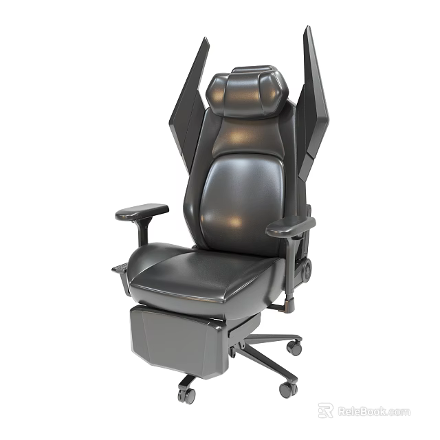 Ergonomic Black Leather Gaming Chair With High Back Adjustable Armrests And Swivel Base 3d model 