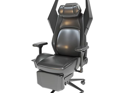 Ergonomic Black Leather Gaming Chair With High Back Adjustable Armrests And Swivel Base 3d model
