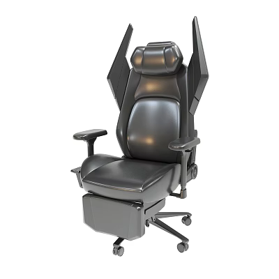 Ergonomic Black Leather Gaming Chair With High Back Adjustable Armrests And Swivel Base 3d model