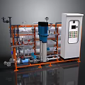 Industrial Water Treatment Equipment With Pipeline System Blue Pump Multiple Filters And Control Cabinet