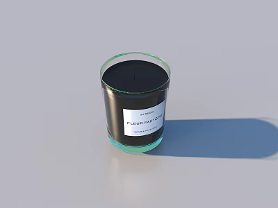 Scented Black Candle In Clear Glass Container With Pulp Fragrance Label Design 3d model