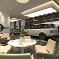 Luxury Car Showroom Featuring Mercedes Sedan And White Sports Car