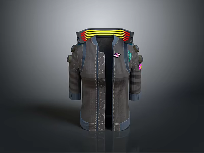 Cyberpunk Style Coat Jacket Cyberpunk Futuristic Costume Neon High Collar Zip 3d model