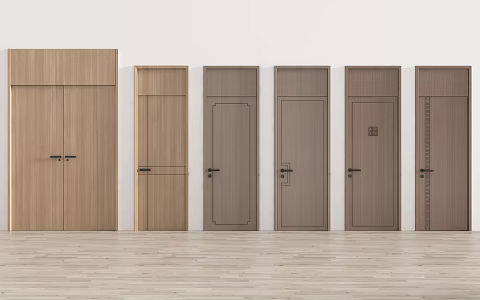 Modern Solid Wood Door Swing Door Single Door Swing Door Bedroom Door Simple Door Entry Door Security Door Top Door Hotel Door Solid Wood Single Door Log Swing Door 3d model
