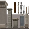 Various Types of Architectural Pillars with Classical Capitals Modern Designs and Stone Materials