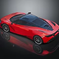 Modern Red Sports Car With Sleek Body Black Roof And Aerodynamic Rear Spoiler