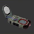 Open Weapon Device With Green Casing Internal Red And Blue Wires And Circular Panel 3d model