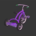 Kids Shiny Purple Tricycle With Green Handlebars Black Seat And Wheels