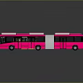 Pink Articulated Bus Exterior Design With Modern Windows And Reflective Surface