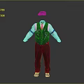 Daily Life Clothing Set White Shirt Black Vest Gray Hat And Black Pants