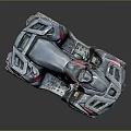 Black And Red Off Road ATV Quad Bike Featuring Large Tires Front Bumper Rear Rack