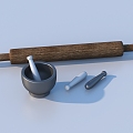 Grinding jar mortar pestle pestle 3d model