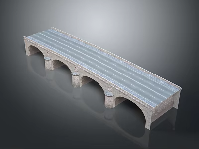 Classic Stone Arch Bridge Structure Featuring Multiple Arches Stone Piers and Smooth Deck Surface 3d model