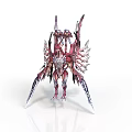 Mythical Fantasy Creature 3D Model With Red Purple Sharp Wings And Spiked Structures