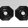 Black Octagonal Decorative Carving Plates With Circular Hole And Intricate Edge Patterns 3d model
