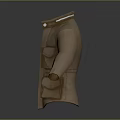 Brown Utility Jacket With Multiple Pockets Zipper Buttons And Stand Collar Design 3d model