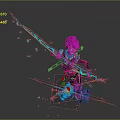 Purple Haired Fantasy Character With Blue Energy Splash And Dynamic Pose