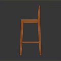 Orange Wooden Bar Stool With Backrest And Four Legs For Kitchen Use