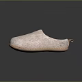 Light Pink Felt Slippers With Comfortable Design And Brown Stitched Sole 3d model