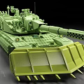 Detailed Green Military Tank Model With Front Blade And Cannon Barrel