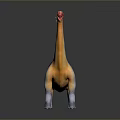 Long Neck Dinosaur Model With Red And Yellow Neck Gray Body And Long Tail Standing