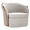 Modern Single Sofa Light Gray Fabric Upholstery With Brown Leather Armrests 3d model