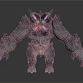 Mythical Monster Character And Creature 3D Model With Rocky Skin Glowing Eyes And Muscular Limbs