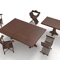 Solid Wood Table and Chair Set with Rectangular Table and Four Dining Chairs