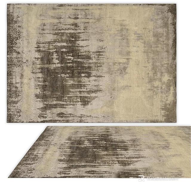 Square Rug With Abstract Pattern In Neutral Tones 3d model 