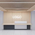 Modern front desk and background wall 3d model