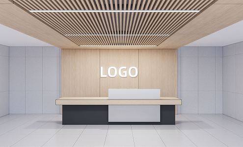 Modern front desk and background wall 3d model