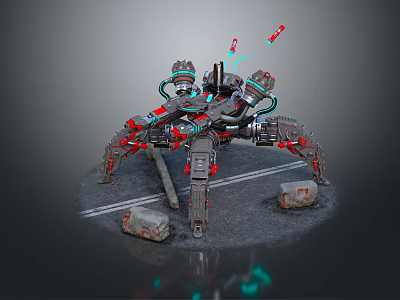 Advanced Intelligent Machine With Spider Like Structure And Mechanical Arms 3d model