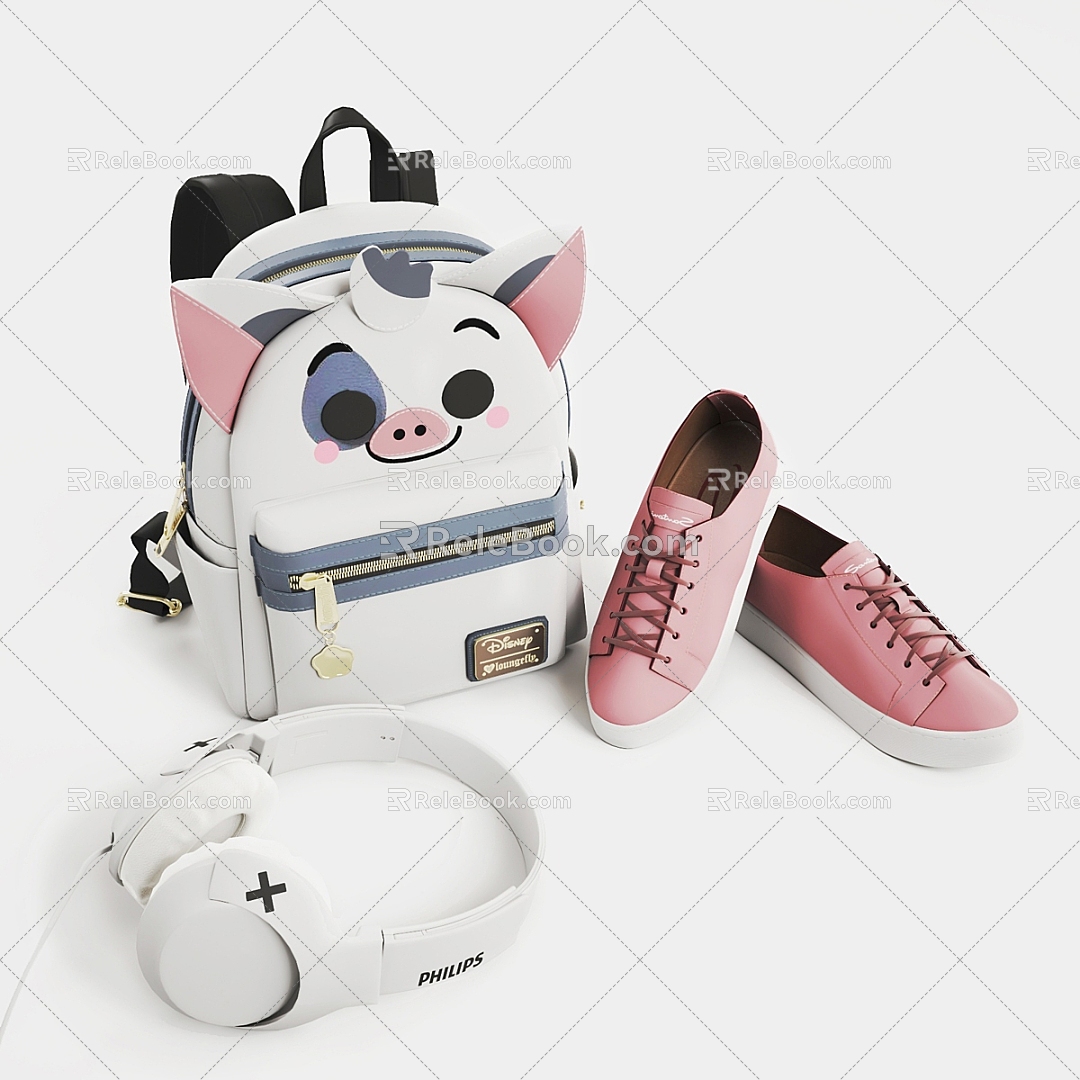 Children's schoolbag headset sneaker 3d model