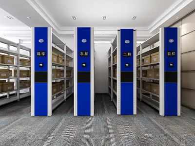 Smart Mobile Racks In Archive Room With Efficient Storage Organization System 3d model