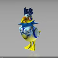 Colorful Cartoon Bird Character With Blue Head Crest Yellow Beak And Yellow Feet