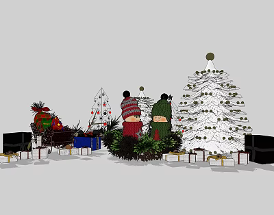Modern Decoration Combination Christmas Decoration Doll 3d model