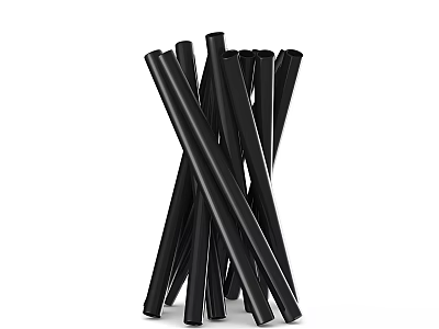 Black Cylindrical Objects Stacked In Vertical Arrangement On White Background 3d model