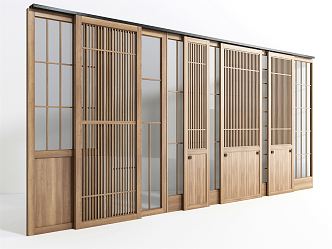 Modern sliding door wooden door 3d model