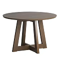 Elegant Round Wooden Dining Table With Modern Geometric Base Legs Design 3d model