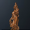 Handcrafted Traditional Wooden Female Sculpture With Intricate Carving And Decorative Base