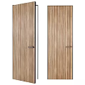 Modern Wooden Hinged Doors With Vertical Slats And Metal Handles