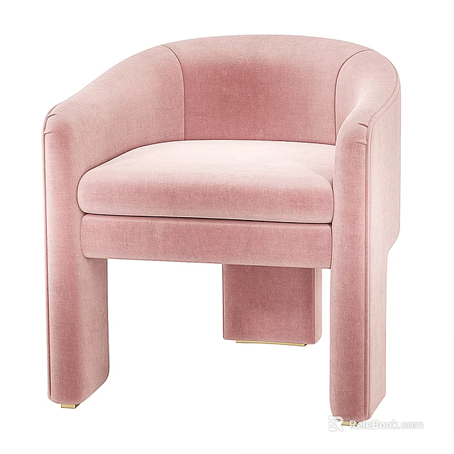 Pink Velvet Modern Accent Chair For Living Room With Sleek Design And Comfortable Seat 3d model 