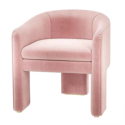 Pink Velvet Modern Accent Chair For Living Room With Sleek Design And Comfortable Seat 3d model
