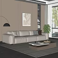 Multi-person sofa coffee table combination 3d model