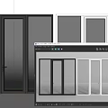 Modern Sliding Glass Doors With Black And White Frames Design 3d model