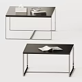 Modern Coffee Table With Black Tabletop Metal Frame And Open Book 3d model